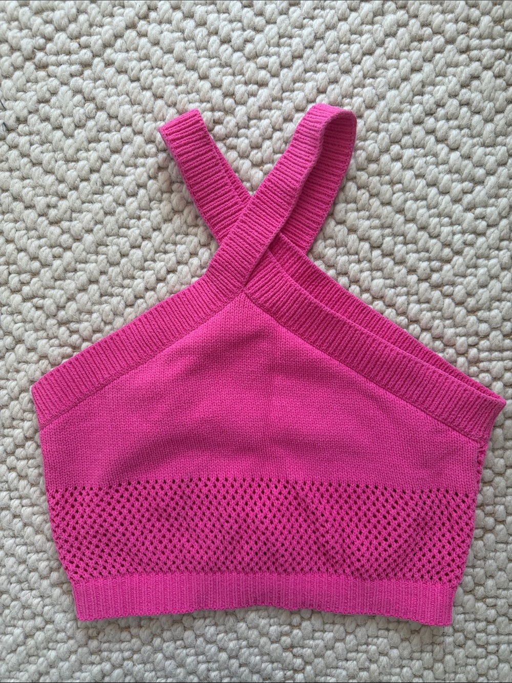 Zara Hot Pink Knit Halter Crop Top